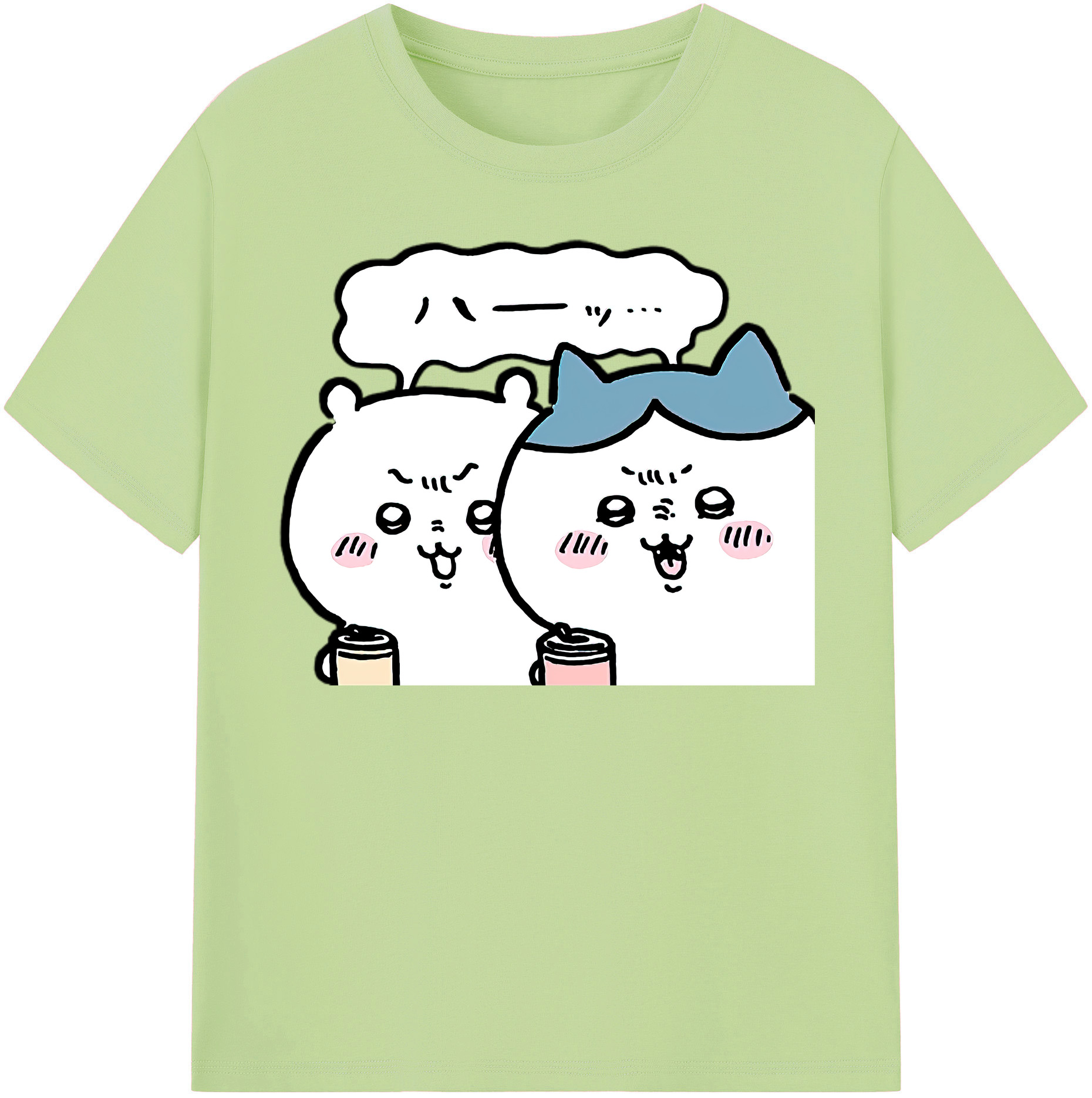 （画像用） ちいかわ ハチワレ Chii-kawa hachiware 綿100％半袖Tシャツ（フロントプリント）